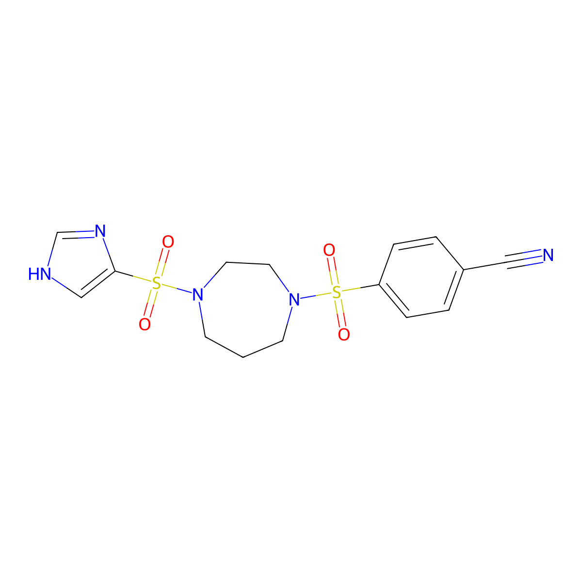 4-((4-((1H-imidazol-4-yl)sulfonyl)-1,4-diazepan-1-yl)sulfonyl)benzonitrile molecular structure, CAS 1903246-80-9