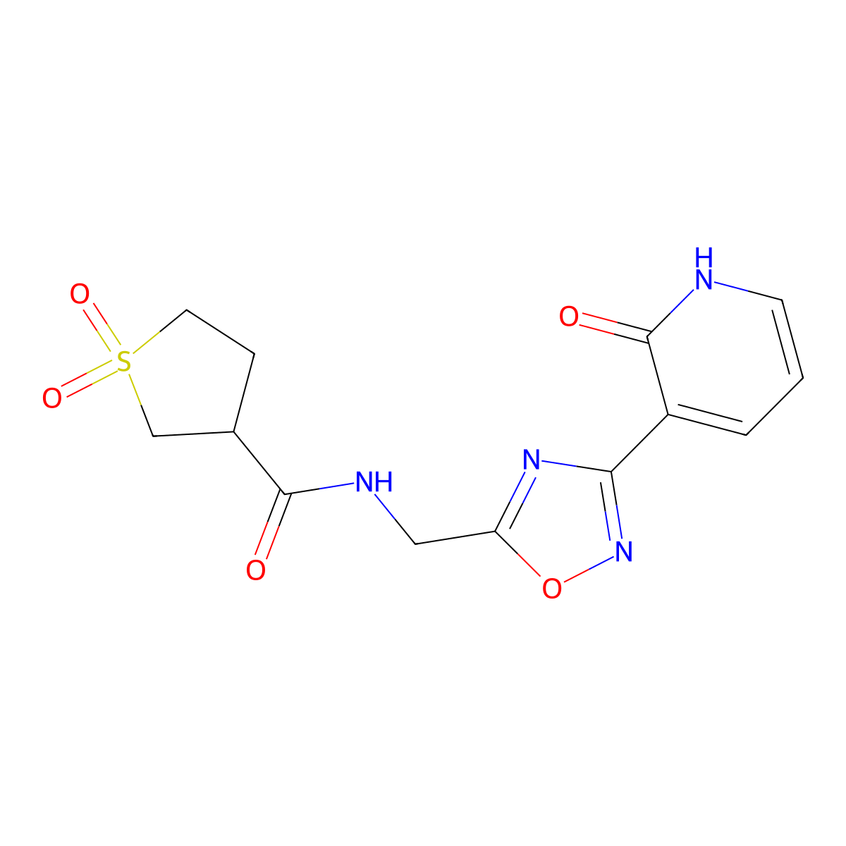 N-((3-(2-oxo-1,2-dihydropyridin-3-yl)-1,2,4-oxadiazol-5-yl)methyl)tetrahydrothiophene-3-carboxamide 1,1-dioxide molecular structure, CAS 1903247-66-4