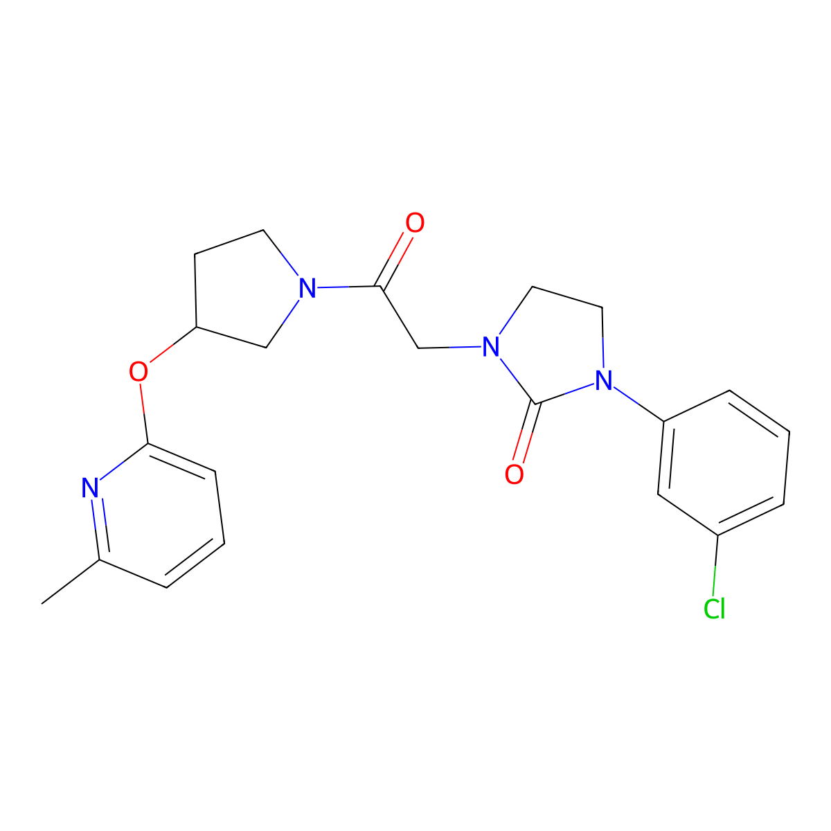 1-(3-Chlorophenyl)-3-(2-(3-((6-methylpyridin-2-yl)oxy)pyrrolidin-1-yl)-2-oxoethyl)imidazolidin-2-one molecular structure, CAS 1903247-81-3
