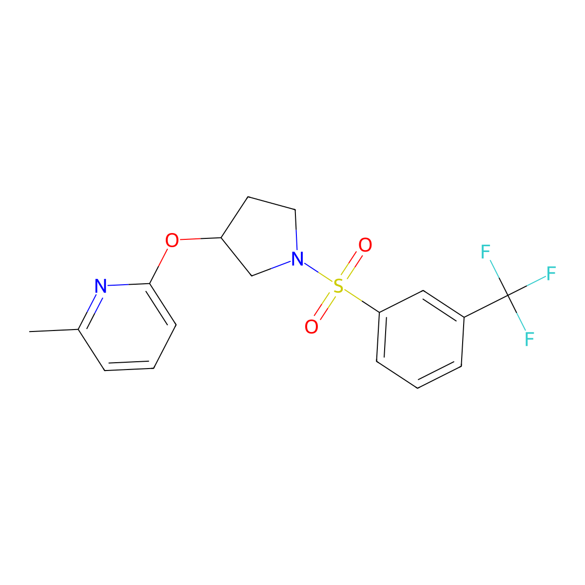 2-Methyl-6-((1-((3-(trifluoromethyl)phenyl)sulfonyl)pyrrolidin-3-yl)oxy)pyridine molecular structure, CAS 1903248-31-6