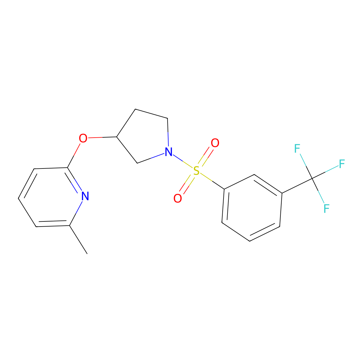 2-Methyl-6-((1-((3-(trifluoromethyl)phenyl)sulfonyl)pyrrolidin-3-yl)oxy)pyridine molecular structure, CAS 1903248-31-6