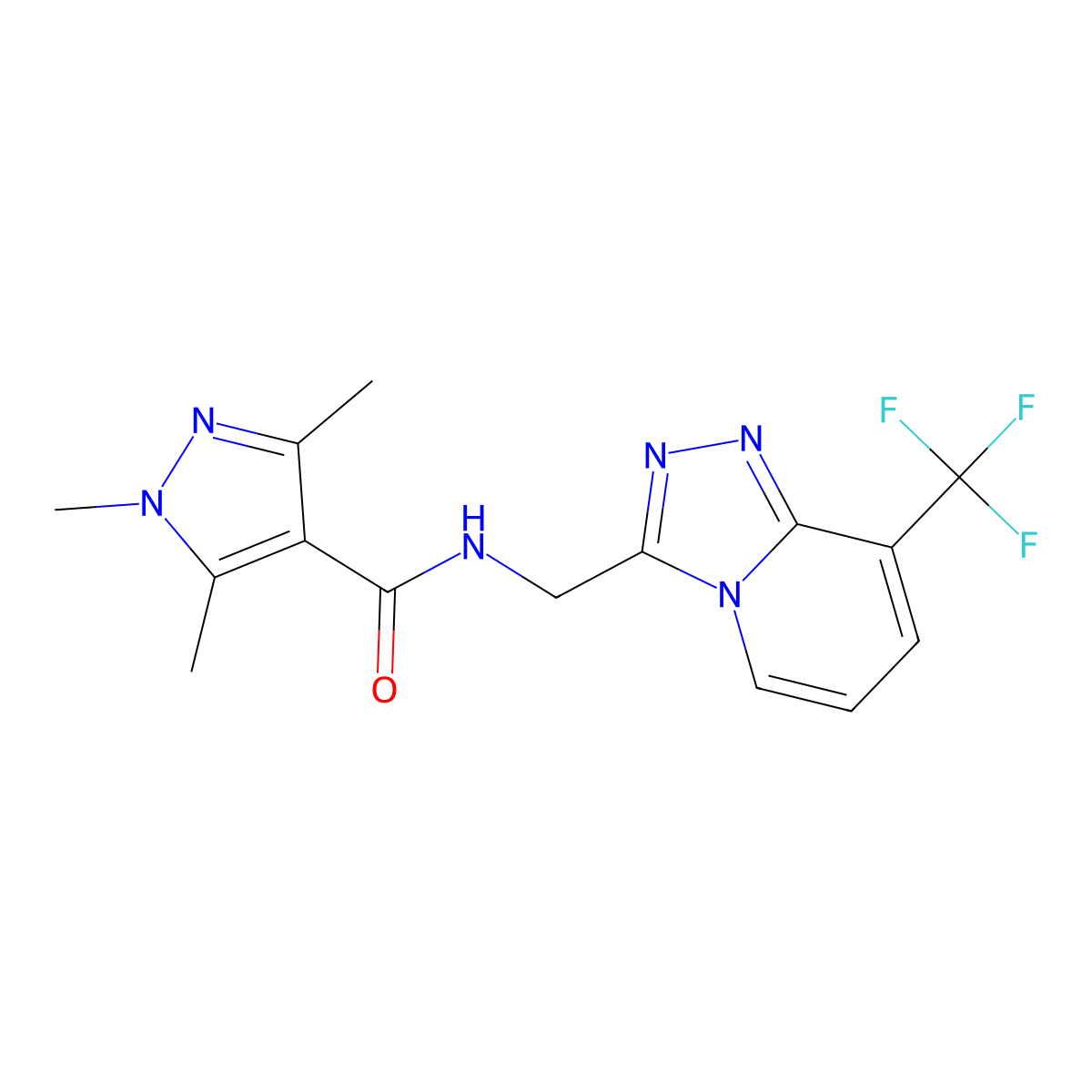 1,3,5-trimethyl-N-((8-(trifluoromethyl)-[1,2,4]triazolo[4,3-a]pyridin-3-yl)methyl)-1H-pyrazole-4-carboxamide molecular structure, CAS 1903249-15-9