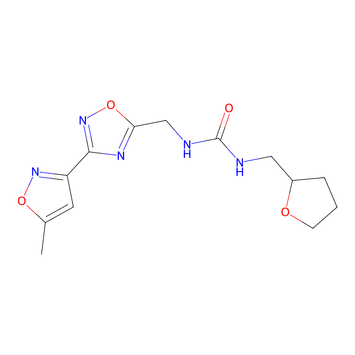 1-((3-(5-Methylisoxazol-3-yl)-1,2,4-oxadiazol-5-yl)methyl)-3-((tetrahydrofuran-2-yl)methyl)urea molecular structure, CAS 1903250-64-5