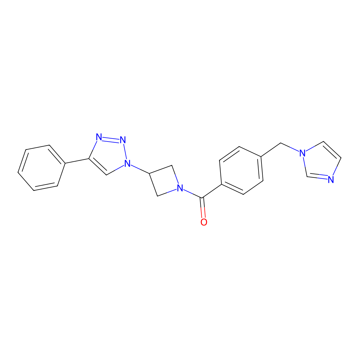 (4-((1H-imidazol-1-yl)methyl)phenyl)(3-(4-phenyl-1H-1,2,3-triazol-1-yl)azetidin-1-yl)methanone molecular structure, CAS 1903252-77-6