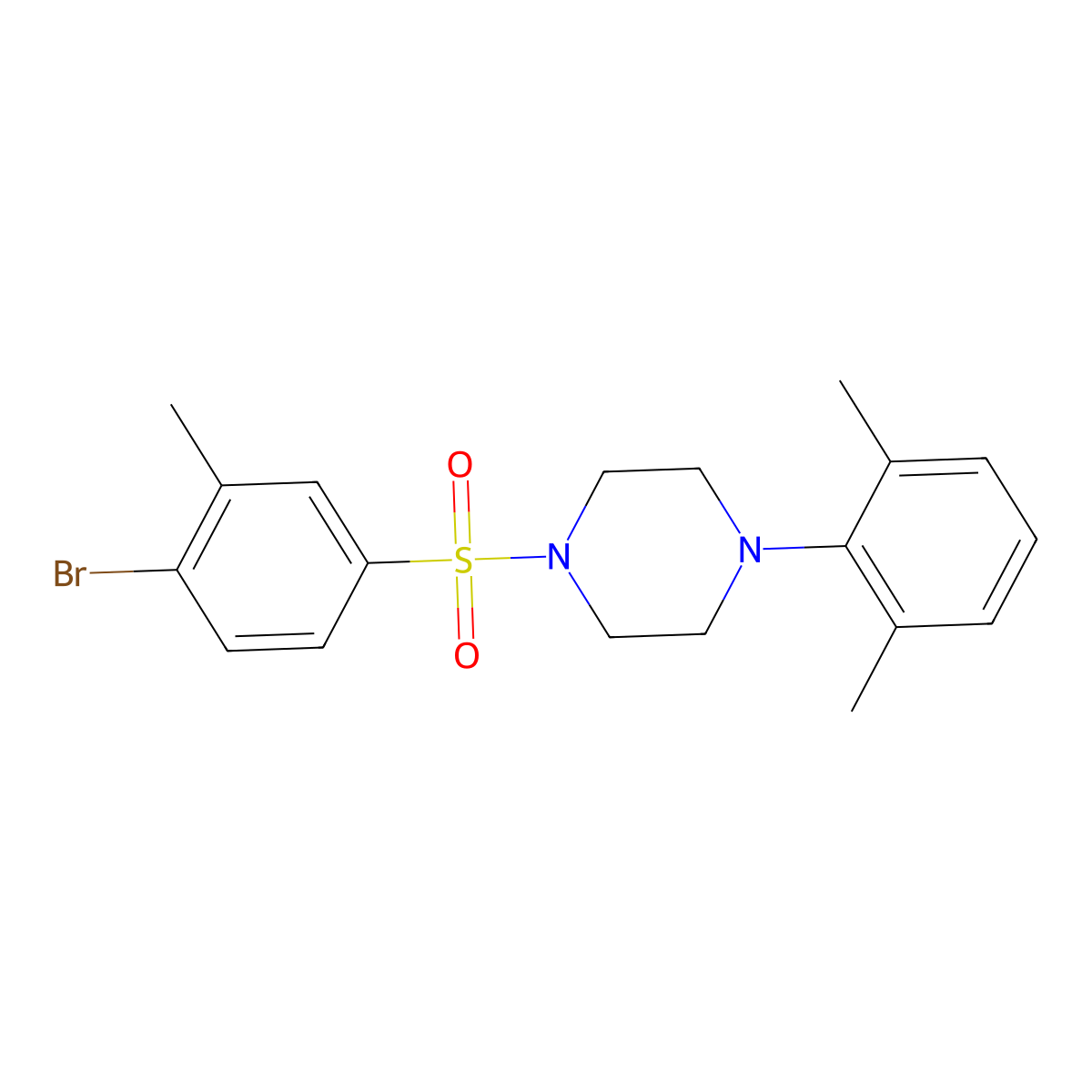 1-(4-Bromo-3-methylbenzenesulfonyl)-4-(2,6-dimethylphenyl)piperazine molecular structure, CAS 1903254-20-5