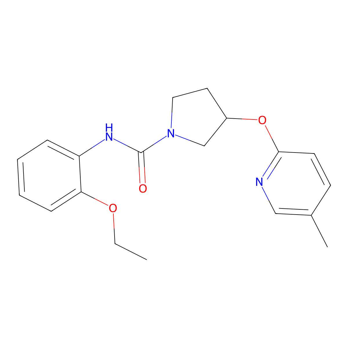 N-(2-ethoxyphenyl)-3-[(5-methylpyridin-2-yl)oxy]pyrrolidine-1-carboxamide molecular structure, CAS 1903255-95-7