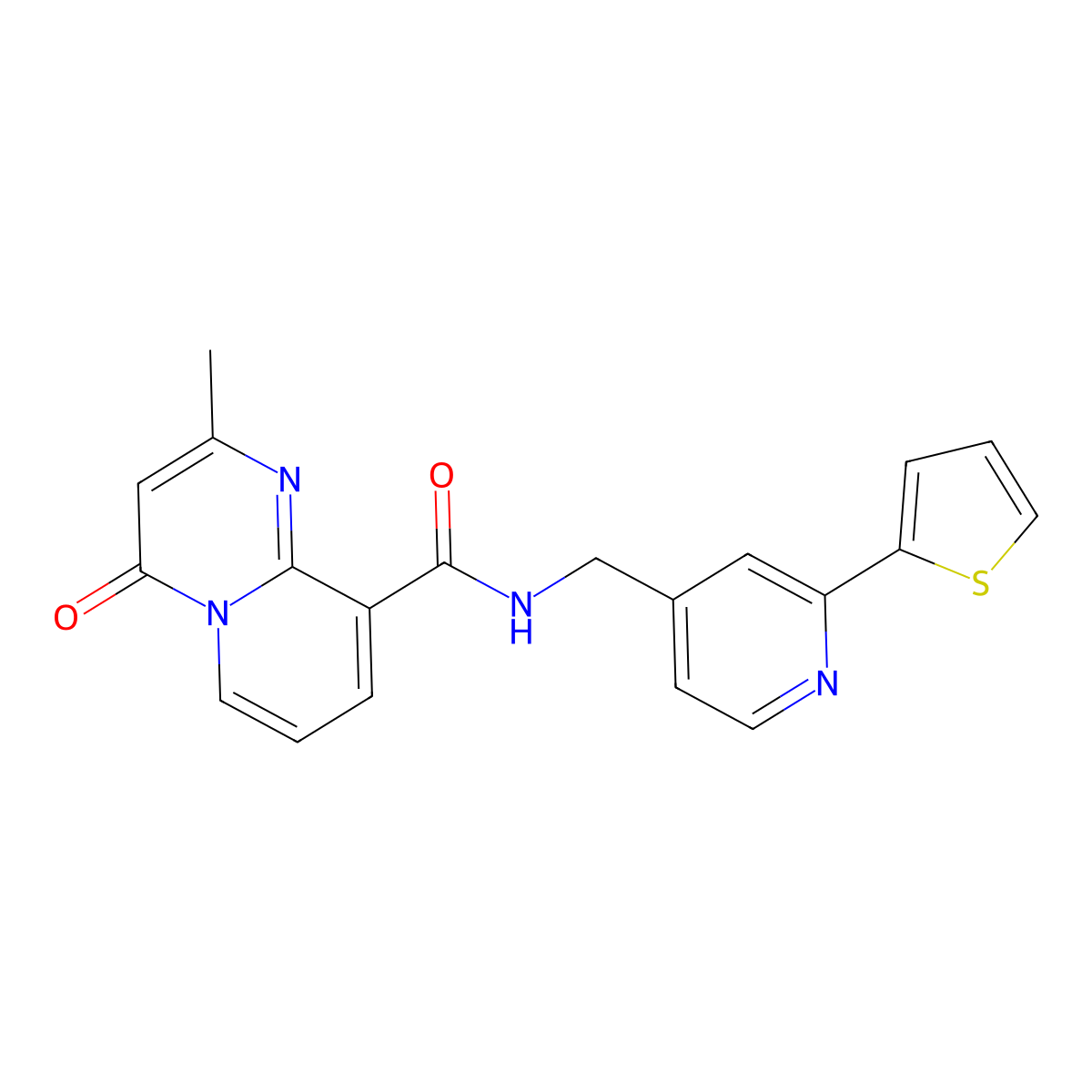 2-methyl-4-oxo-N-{[2-(thiophen-2-yl)pyridin-4-yl]methyl}-4H-pyrido[1,2-a]pyrimidine-9-carboxamide molecular structure, CAS 1903262-37-2