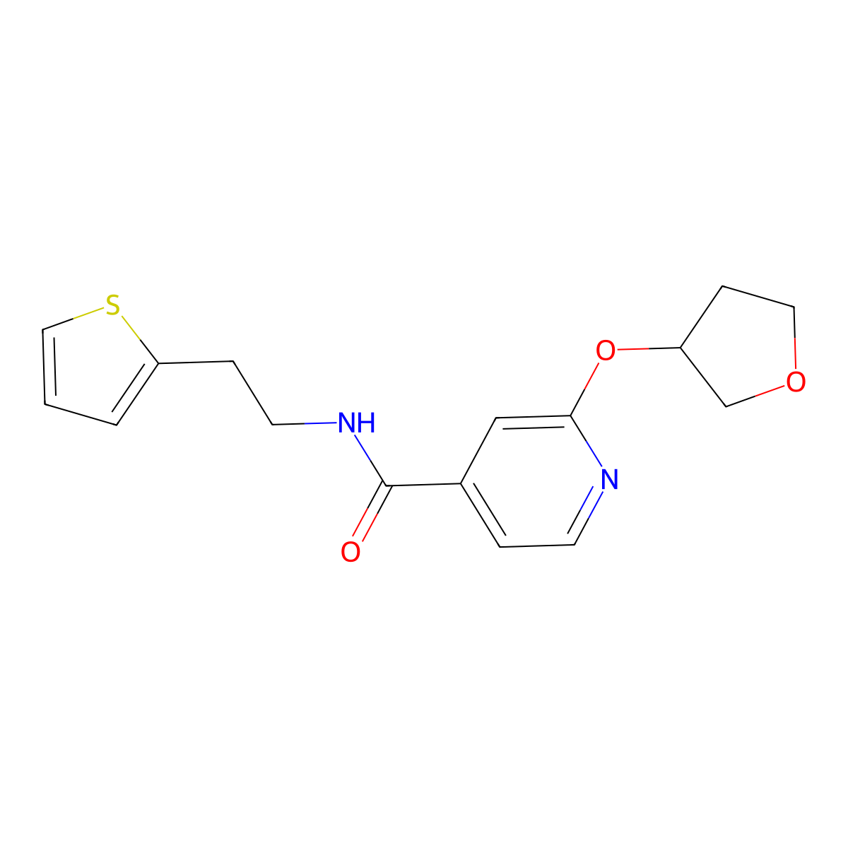 2-((tetrahydrofuran-3-yl)oxy)-N-(2-(thiophen-2-yl)ethyl)isonicotinamide molecular structure, CAS 1903267-19-5