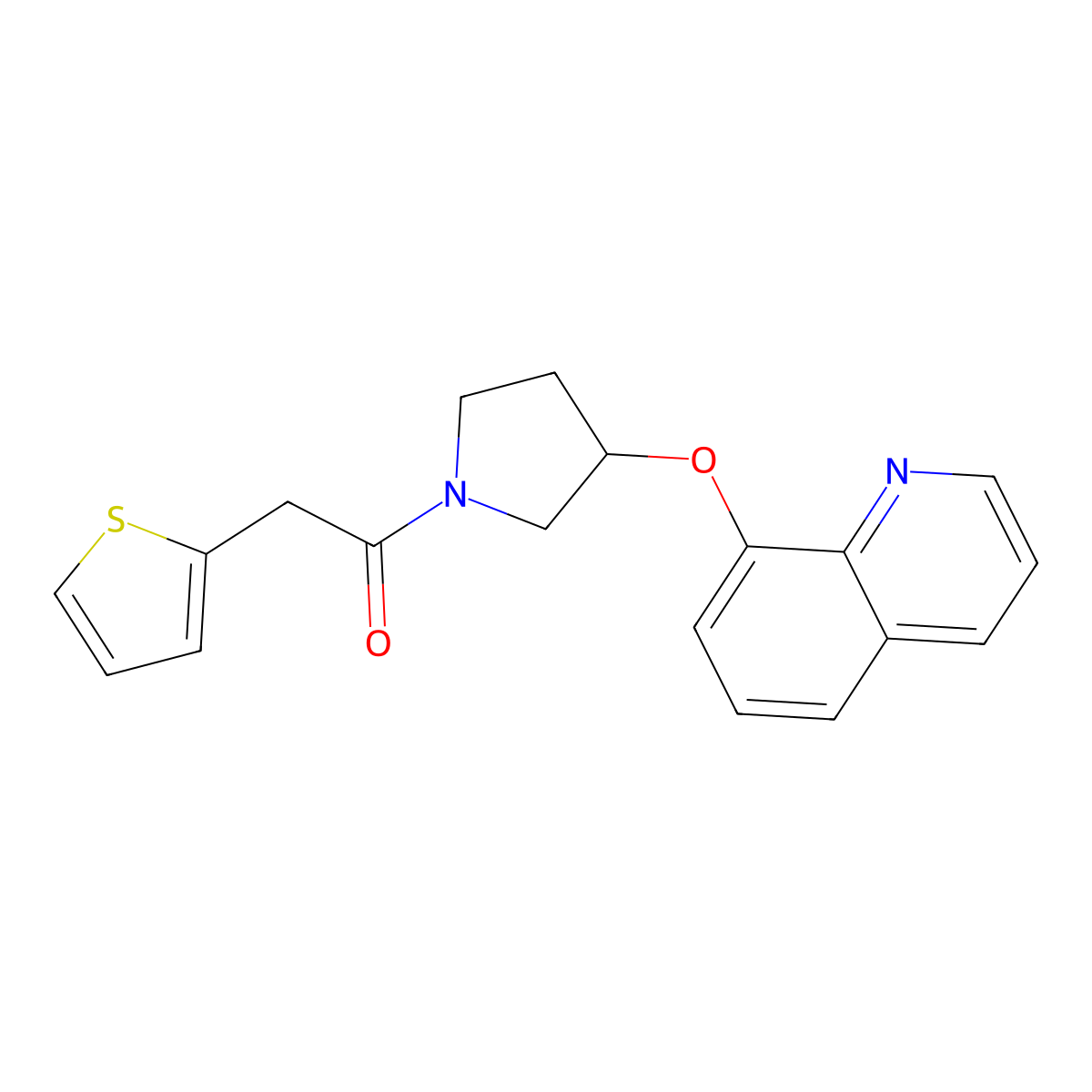 1-(3-(Quinolin-8-yloxy)pyrrolidin-1-yl)-2-(thiophen-2-yl)ethanone molecular structure, CAS 1903268-41-6