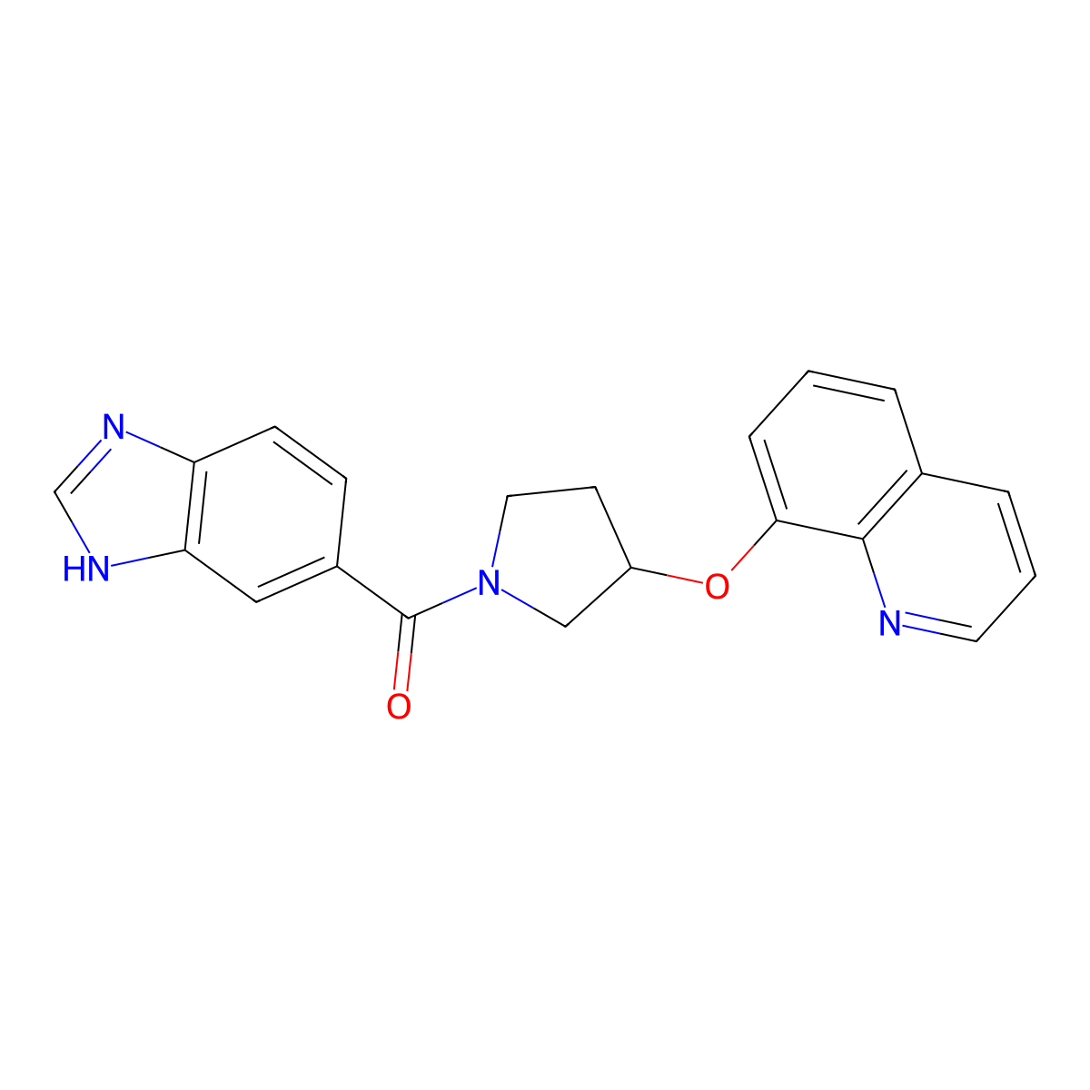 (1H-benzo[d]imidazol-5-yl)(3-(quinolin-8-yloxy)pyrrolidin-1-yl)methanone molecular structure, CAS 1903269-02-2