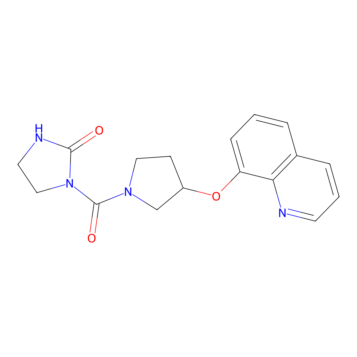 1-[3-(Quinolin-8-yloxy)pyrrolidine-1-carbonyl]imidazolidin-2-one molecular structure, CAS 1903269-44-2