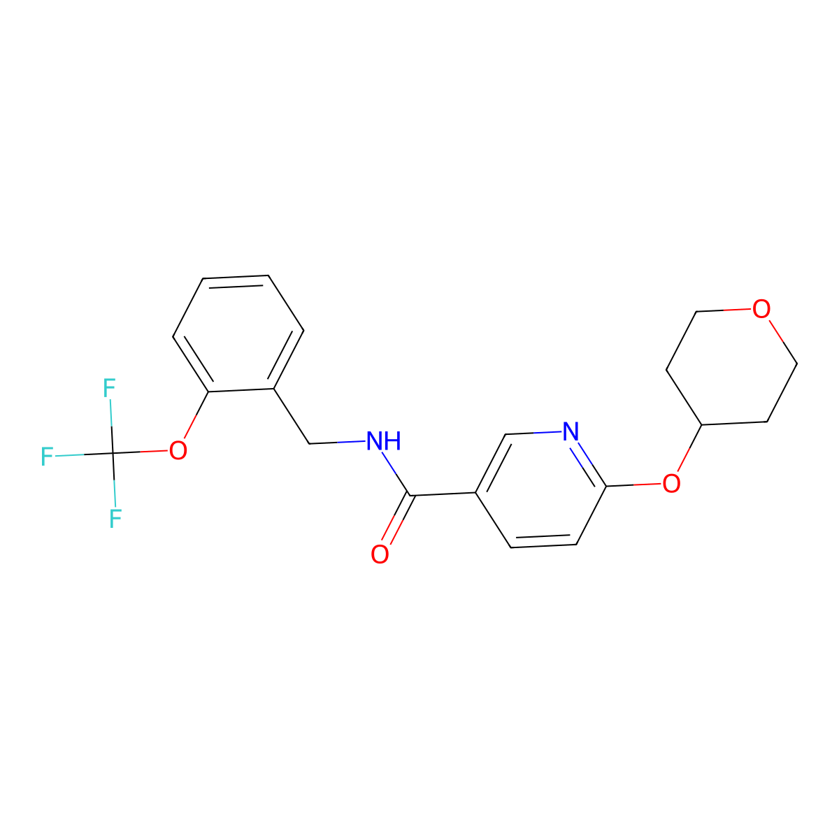 6-((tetrahydro-2H-pyran-4-yl)oxy)-N-(2-(trifluoromethoxy)benzyl)nicotinamide molecular structure, CAS 1903272-40-1