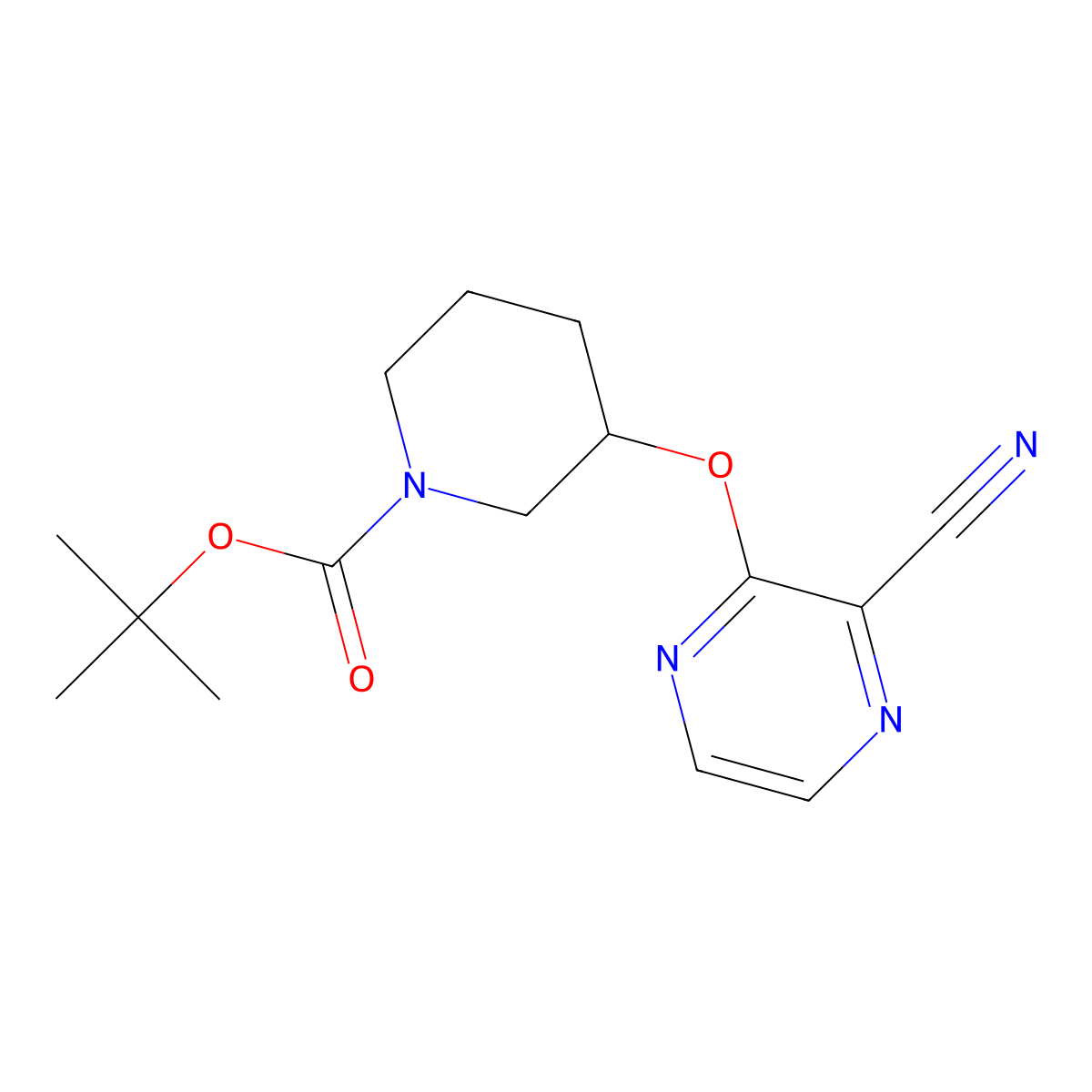 Tert-butyl 3-((3-cyanopyrazin-2-yl)oxy)piperidine-1-carboxylate molecular structure, CAS 1903273-92-6