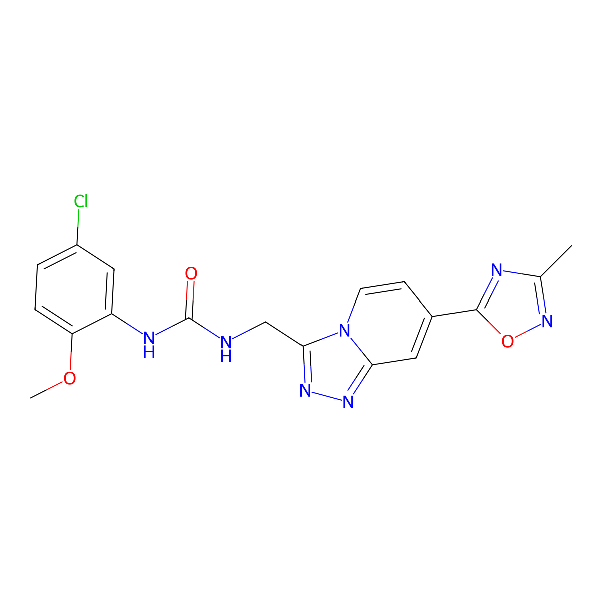 1-(5-Chloro-2-methoxyphenyl)-3-((7-(3-methyl-1,2,4-oxadiazol-5-yl)-[1,2,4]triazolo[4,3-a]pyridin-3-yl)methyl)urea molecular structure, CAS 1903276-74-3