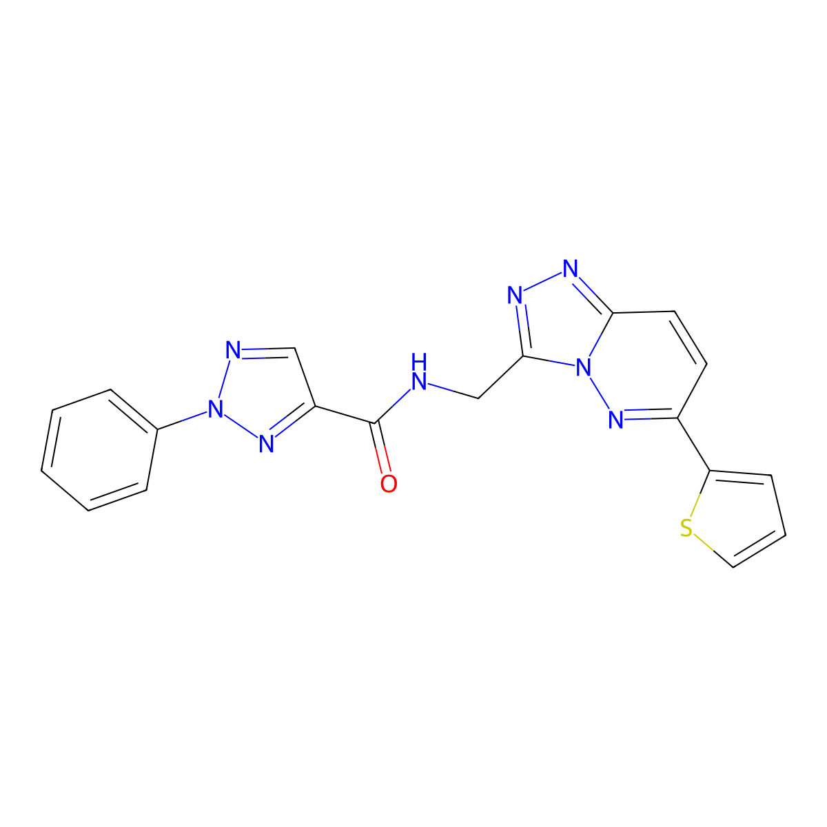 2-phenyl-N-((6-(thiophen-2-yl)-[1,2,4]triazolo[4,3-b]pyridazin-3-yl)methyl)-2H-1,2,3-triazole-4-carboxamide molecular structure, CAS 1903277-82-6