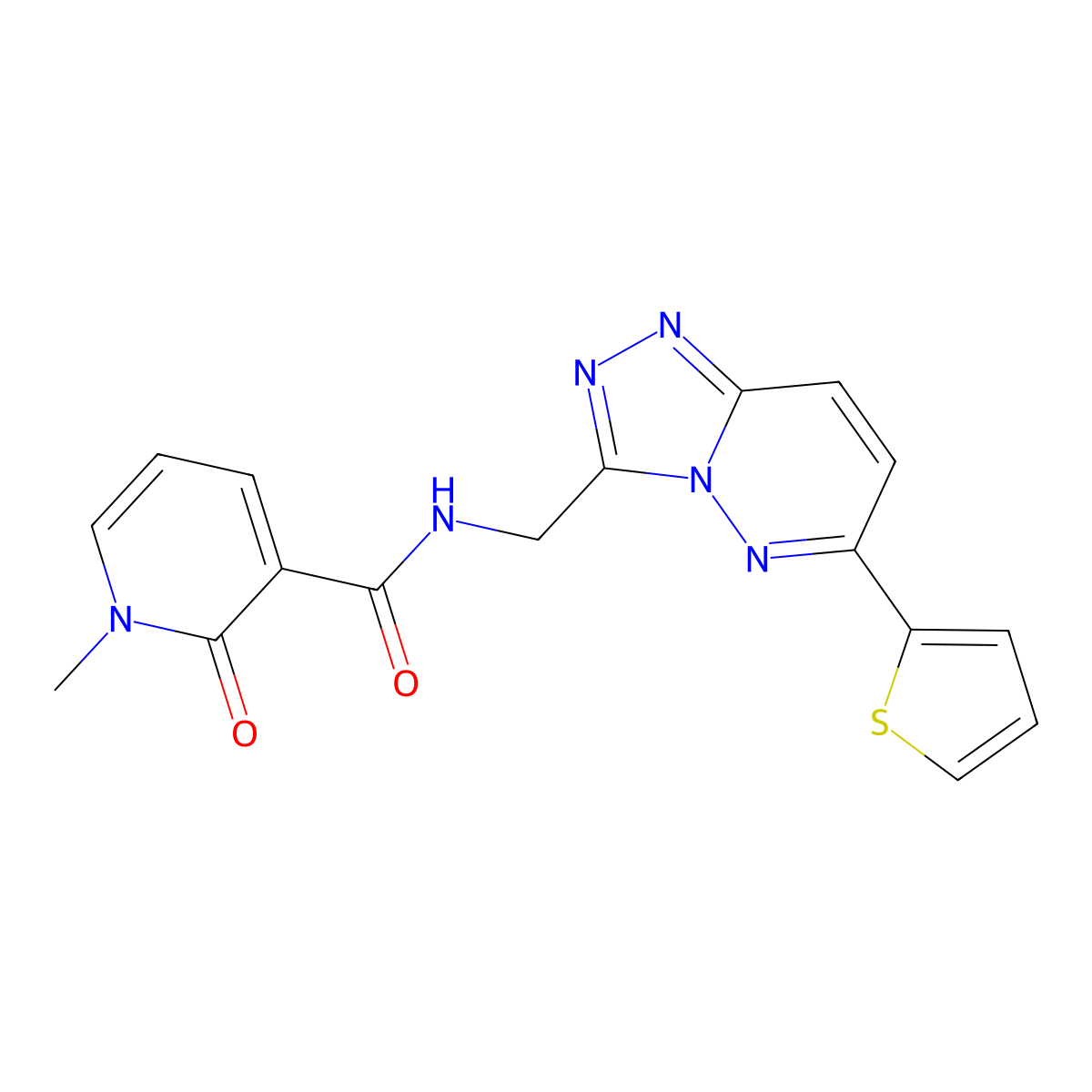 1-methyl-2-oxo-N-{[6-(thiophen-2-yl)-[1,2,4]triazolo[4,3-b]pyridazin-3-yl]methyl}-1,2-dihydropyridine-3-carboxamide molecular structure, CAS 1903277-88-2