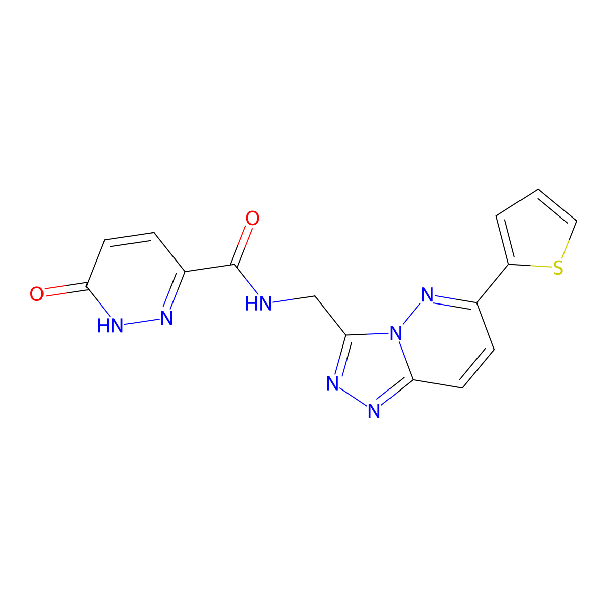 6-oxo-N-((6-(thiophen-2-yl)-[1,2,4]triazolo[4,3-b]pyridazin-3-yl)methyl)-1,6-dihydropyridazine-3-carboxamide molecular structure, CAS 1903277-96-2