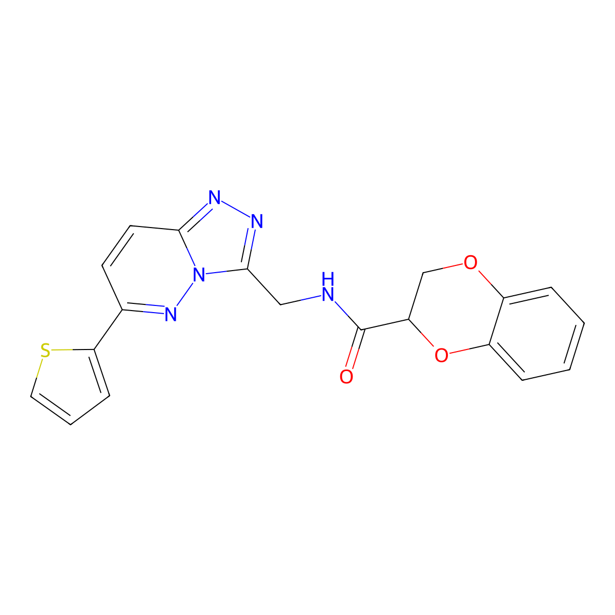 N-((6-(thiophen-2-yl)-[1,2,4]triazolo[4,3-b]pyridazin-3-yl)methyl)-2,3-dihydrobenzo[b][1,4]dioxine-2-carboxamide molecular structure, CAS 1903278-06-7
