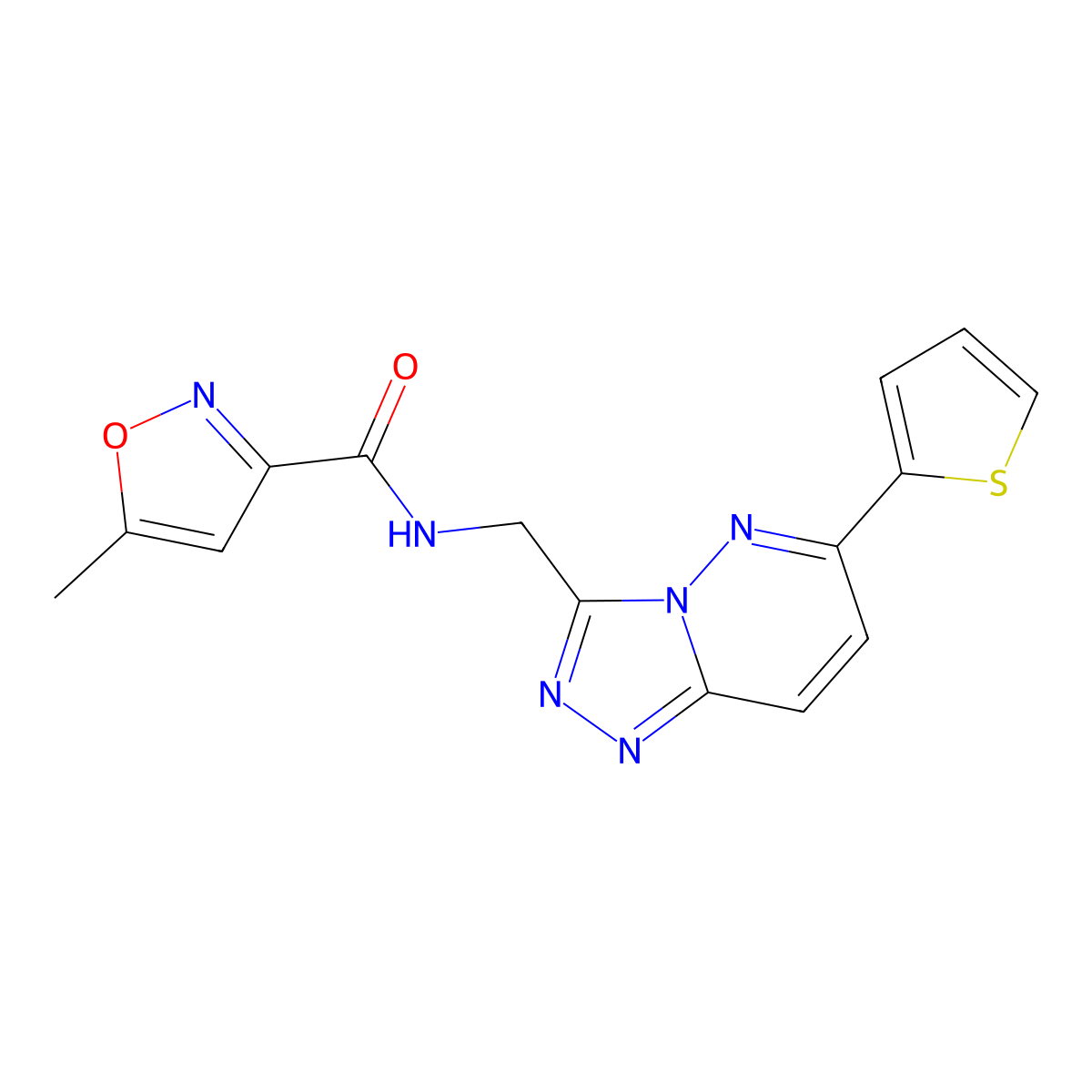 5-methyl-N-((6-(thiophen-2-yl)-[1,2,4]triazolo[4,3-b]pyridazin-3-yl)methyl)isoxazole-3-carboxamide molecular structure, CAS 1903278-15-8