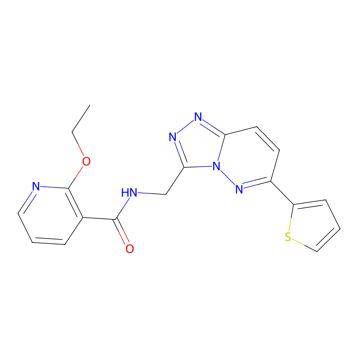 2-ethoxy-N-((6-(thiophen-2-yl)-[1,2,4]triazolo[4,3-b]pyridazin-3-yl)methyl)nicotinamide molecular structure, CAS 1903278-25-0