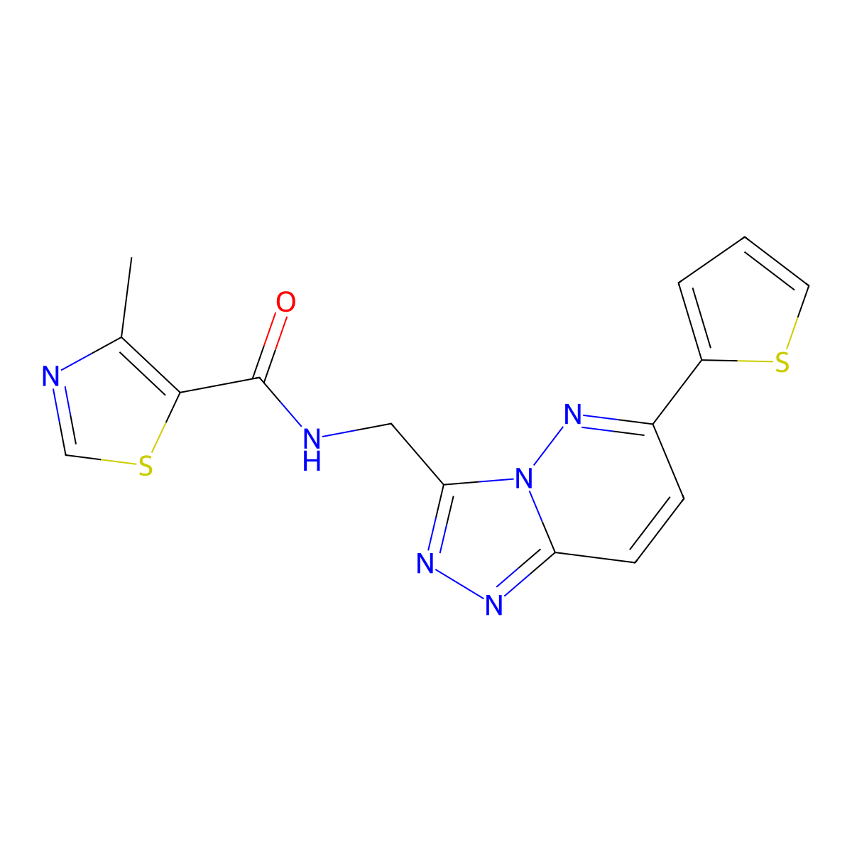 4-methyl-N-((6-(thiophen-2-yl)-[1,2,4]triazolo[4,3-b]pyridazin-3-yl)methyl)thiazole-5-carboxamide molecular structure, CAS 1903278-32-9