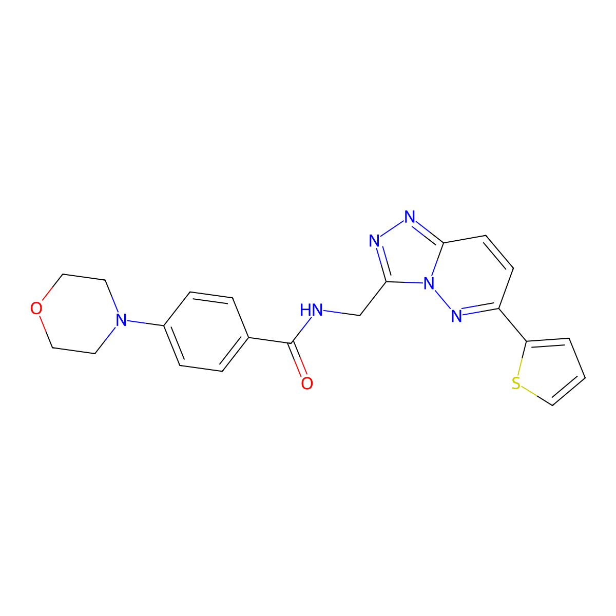 4-morpholino-N-((6-(thiophen-2-yl)-[1,2,4]triazolo[4,3-b]pyridazin-3-yl)methyl)benzamide molecular structure, CAS 1903278-39-6