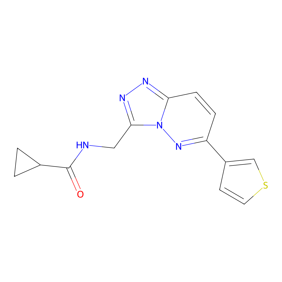 N-((6-(thiophen-3-yl)-[1,2,4]triazolo[4,3-b]pyridazin-3-yl)methyl)cyclopropanecarboxamide molecular structure, CAS 1903278-78-3
