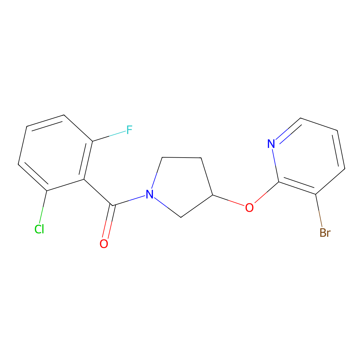 3-Bromo-2-{[1-(2-chloro-6-fluorobenzoyl)pyrrolidin-3-yl]oxy}pyridine molecular structure, CAS 1903279-09-3