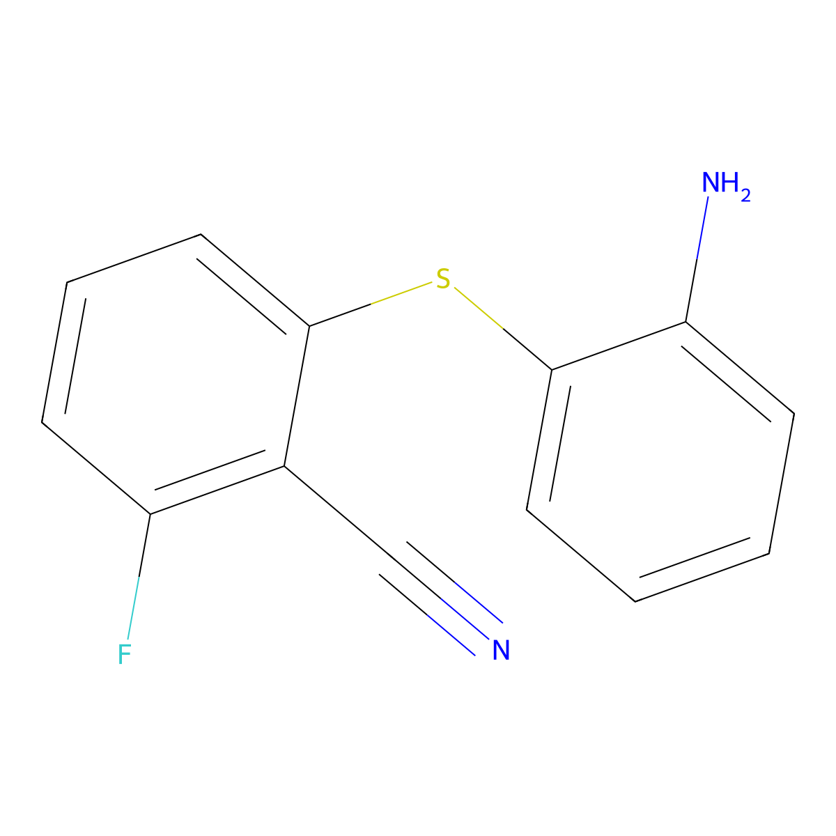 2-[(2-Aminophenyl)sulfanyl]-6-fluorobenzenecarbonitrile molecular structure, CAS 190328-54-2