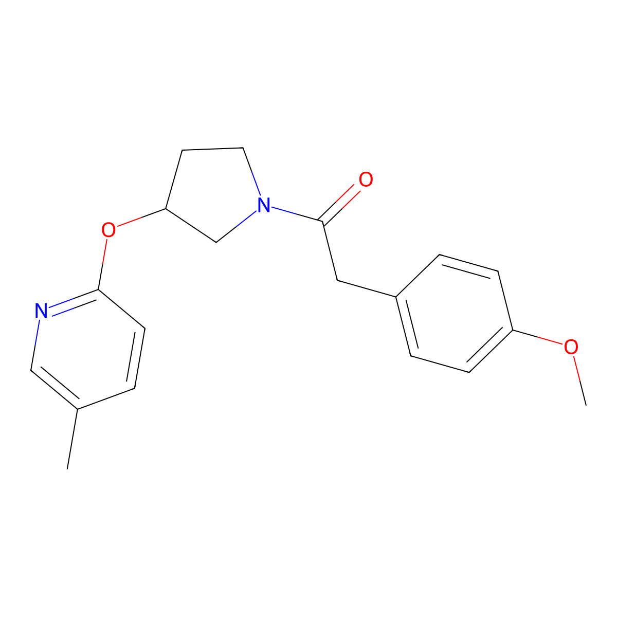 2-(4-Methoxyphenyl)-1-(3-((5-methylpyridin-2-yl)oxy)pyrrolidin-1-yl)ethanone molecular structure, CAS 1903280-19-2