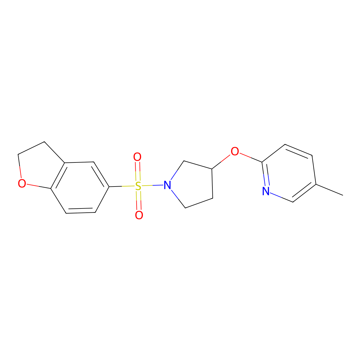 2-((1-((2,3-Dihydrobenzofuran-5-yl)sulfonyl)pyrrolidin-3-yl)oxy)-5-methylpyridine molecular structure, CAS 1903281-15-1