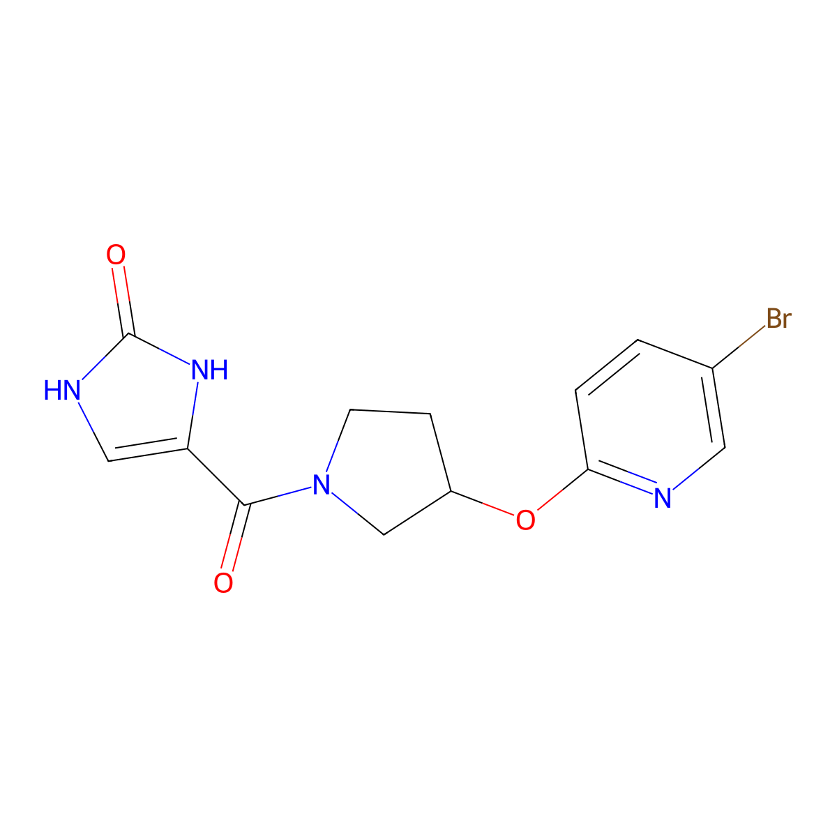 4-(3-((5-bromopyridin-2-yl)oxy)pyrrolidine-1-carbonyl)-1H-imidazol-2(3H)-one molecular structure, CAS 1903281-62-8