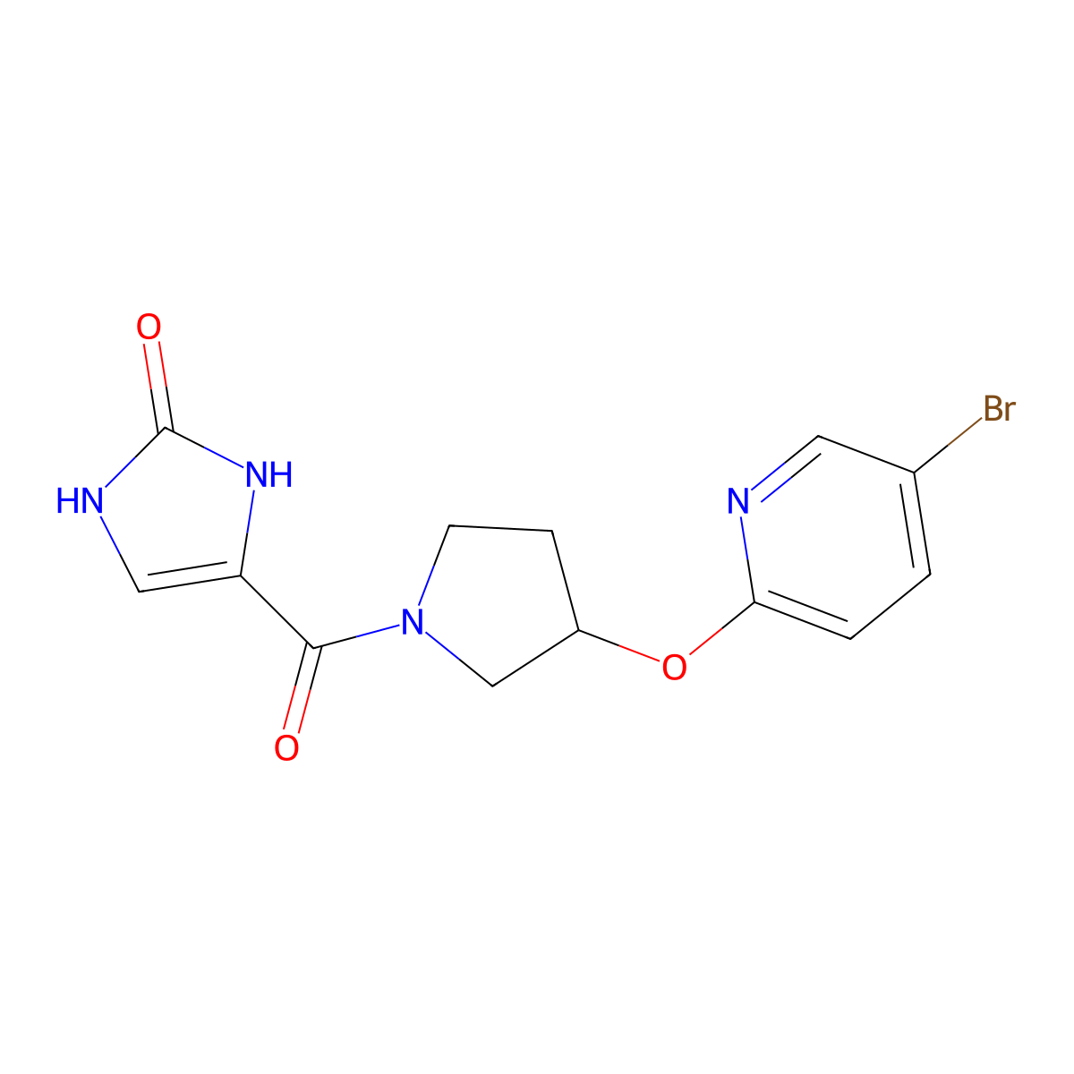 4-(3-((5-bromopyridin-2-yl)oxy)pyrrolidine-1-carbonyl)-1H-imidazol-2(3H)-one molecular structure, CAS 1903281-62-8