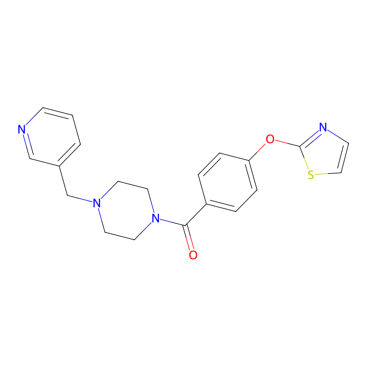 1-[(Pyridin-3-yl)methyl]-4-[4-(1,3-thiazol-2-yloxy)benzoyl]piperazine molecular structure, CAS 1903285-76-6