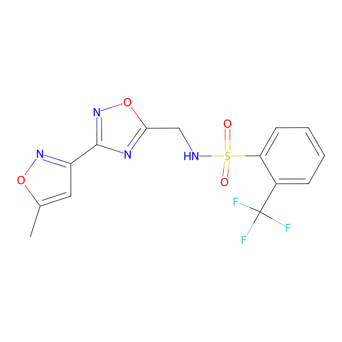 N-((3-(5-methylisoxazol-3-yl)-1,2,4-oxadiazol-5-yl)methyl)-2-(trifluoromethyl)benzenesulfonamide molecular structure, CAS 1903286-48-5