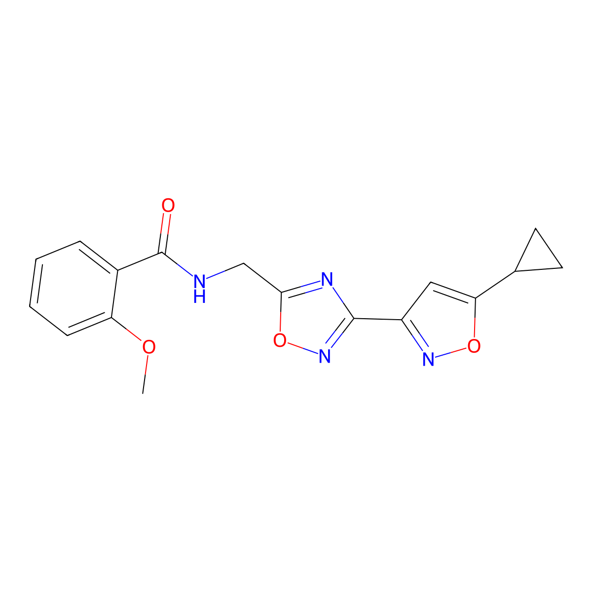 N-((3-(5-cyclopropylisoxazol-3-yl)-1,2,4-oxadiazol-5-yl)methyl)-2-methoxybenzamide molecular structure, CAS 1903286-56-5