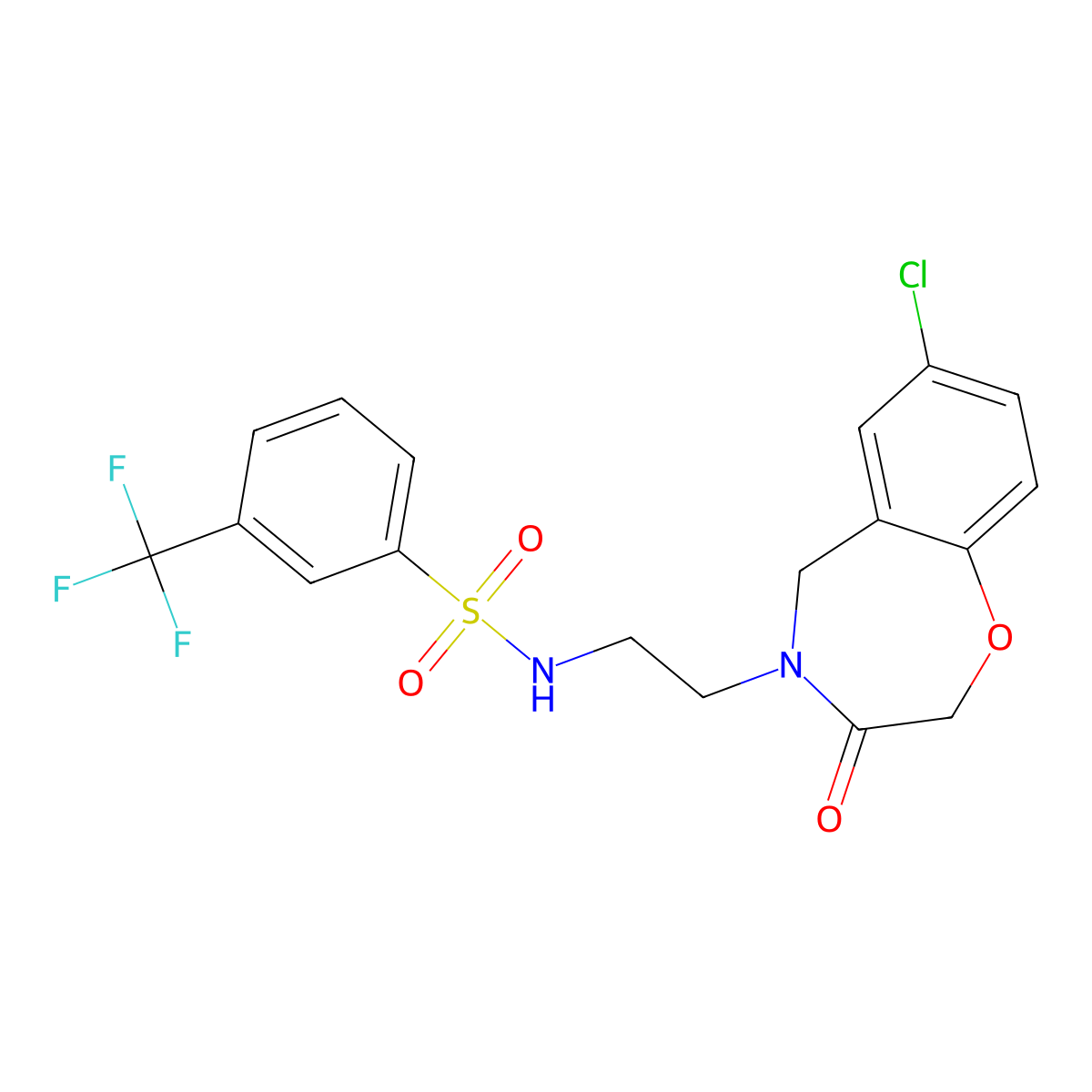 N-(2-(7-chloro-3-oxo-2,3-dihydrobenzo[f][1,4]oxazepin-4(5H)-yl)ethyl)-3-(trifluoromethyl)benzenesulfonamide molecular structure, CAS 1903286-58-7