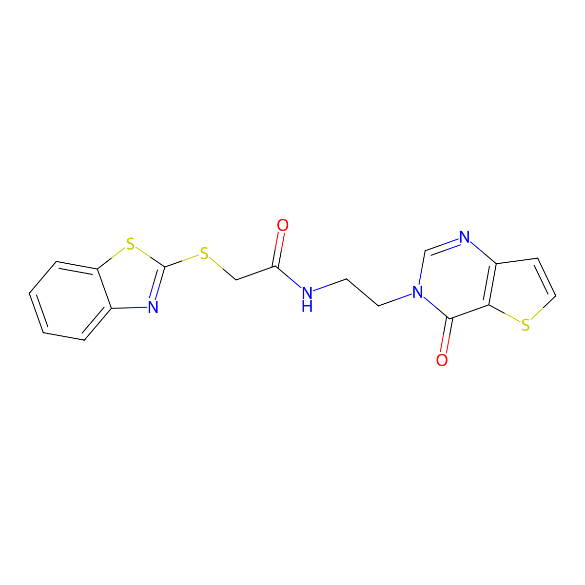 2-(benzo[d]thiazol-2-ylthio)-N-(2-(4-oxothieno[3,2-d]pyrimidin-3(4H)-yl)ethyl)acetamide molecular structure, CAS 1903286-66-7