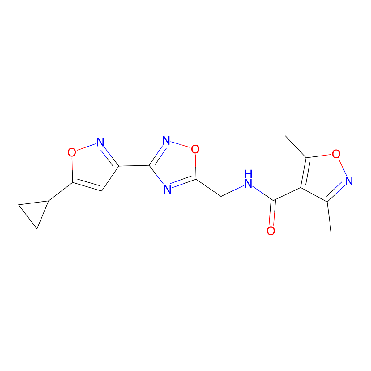 N-((3-(5-cyclopropylisoxazol-3-yl)-1,2,4-oxadiazol-5-yl)methyl)-3,5-dimethylisoxazole-4-carboxamide molecular structure, CAS 1903286-80-5