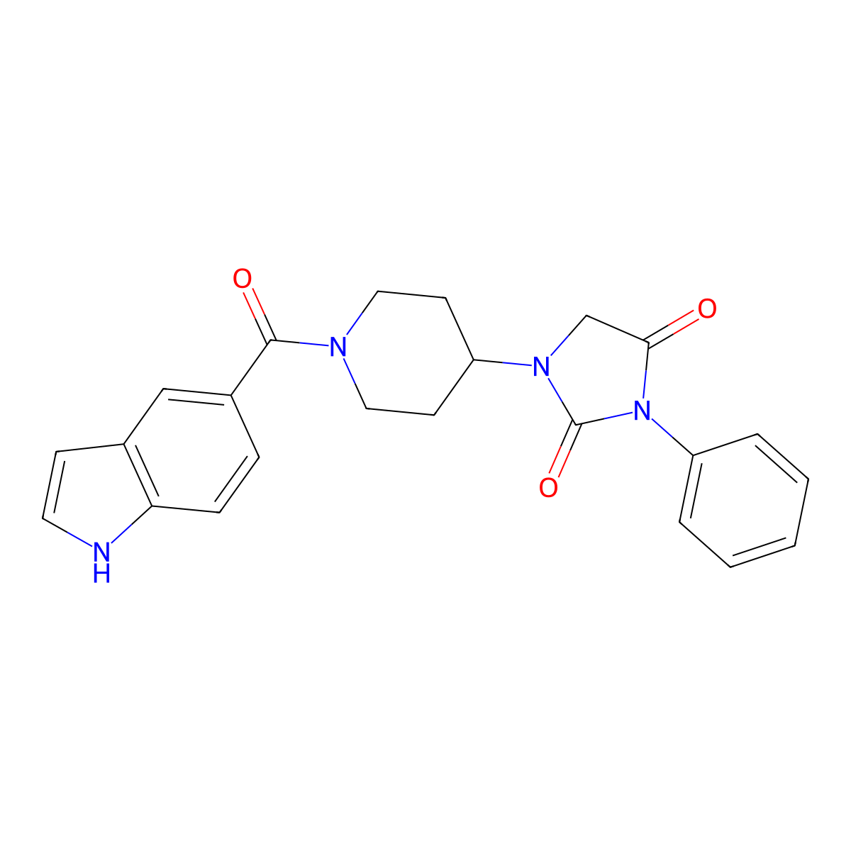 1-[1-(1H-indole-5-carbonyl)piperidin-4-yl]-3-phenylimidazolidine-2,4-dione molecular structure, CAS 1903288-55-0