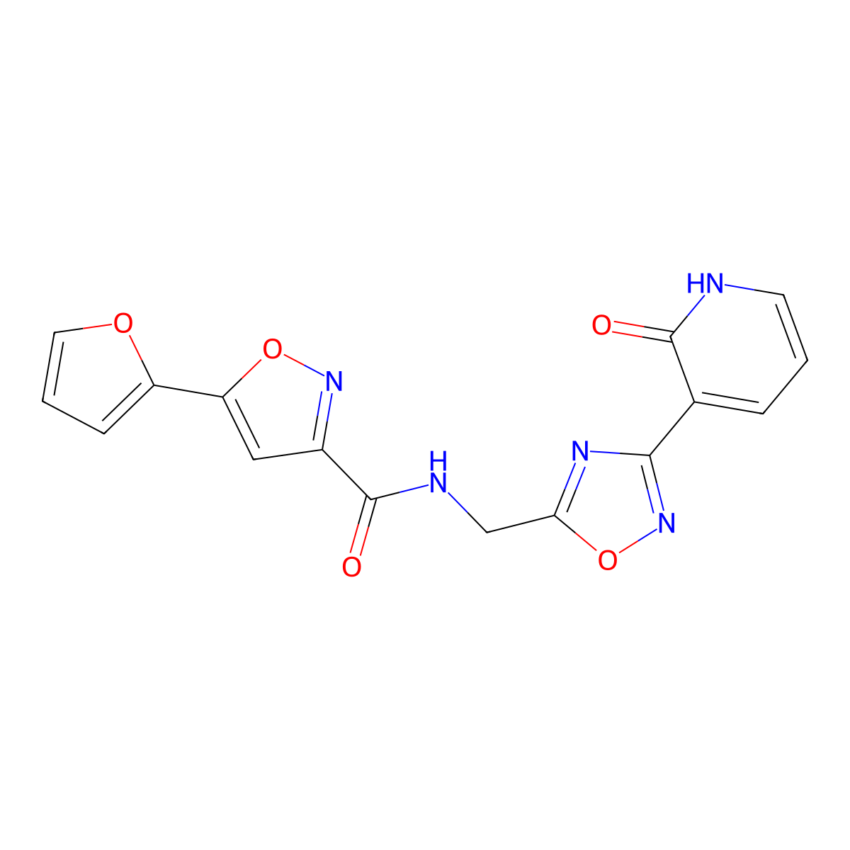 5-(furan-2-yl)-N-((3-(2-oxo-1,2-dihydropyridin-3-yl)-1,2,4-oxadiazol-5-yl)methyl)isoxazole-3-carboxamide molecular structure, CAS 1903291-02-0