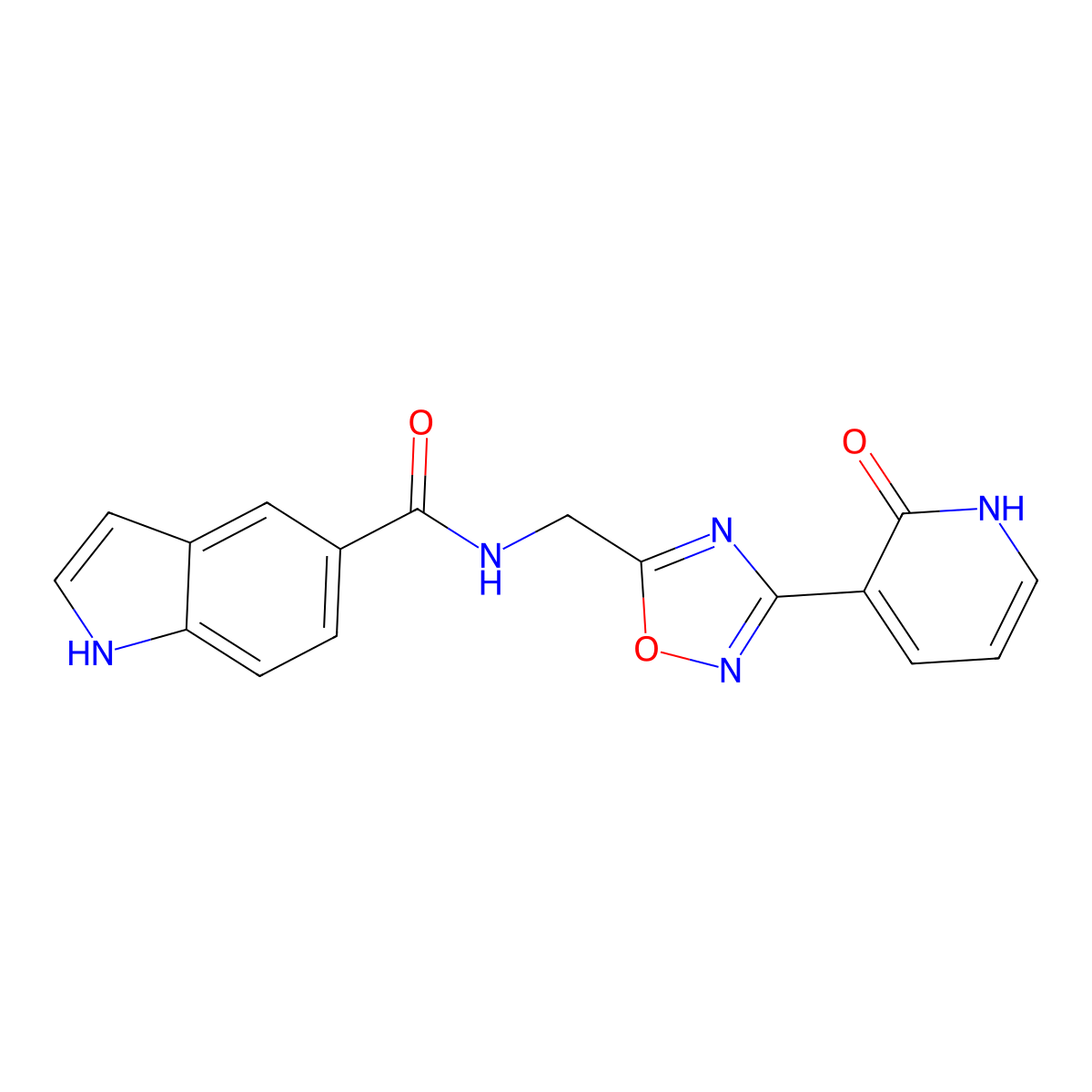 N-((3-(2-oxo-1,2-dihydropyridin-3-yl)-1,2,4-oxadiazol-5-yl)methyl)-1H-indole-5-carboxamide molecular structure, CAS 1903291-09-7