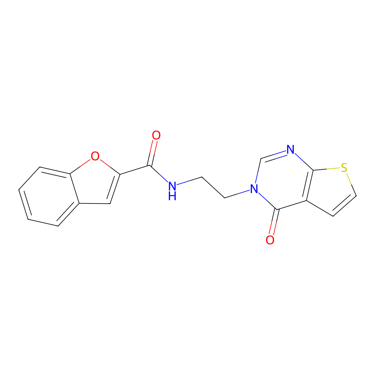 N-(2-(4-oxothieno[2,3-d]pyrimidin-3(4H)-yl)ethyl)benzofuran-2-carboxamide molecular structure, CAS 1903292-38-5