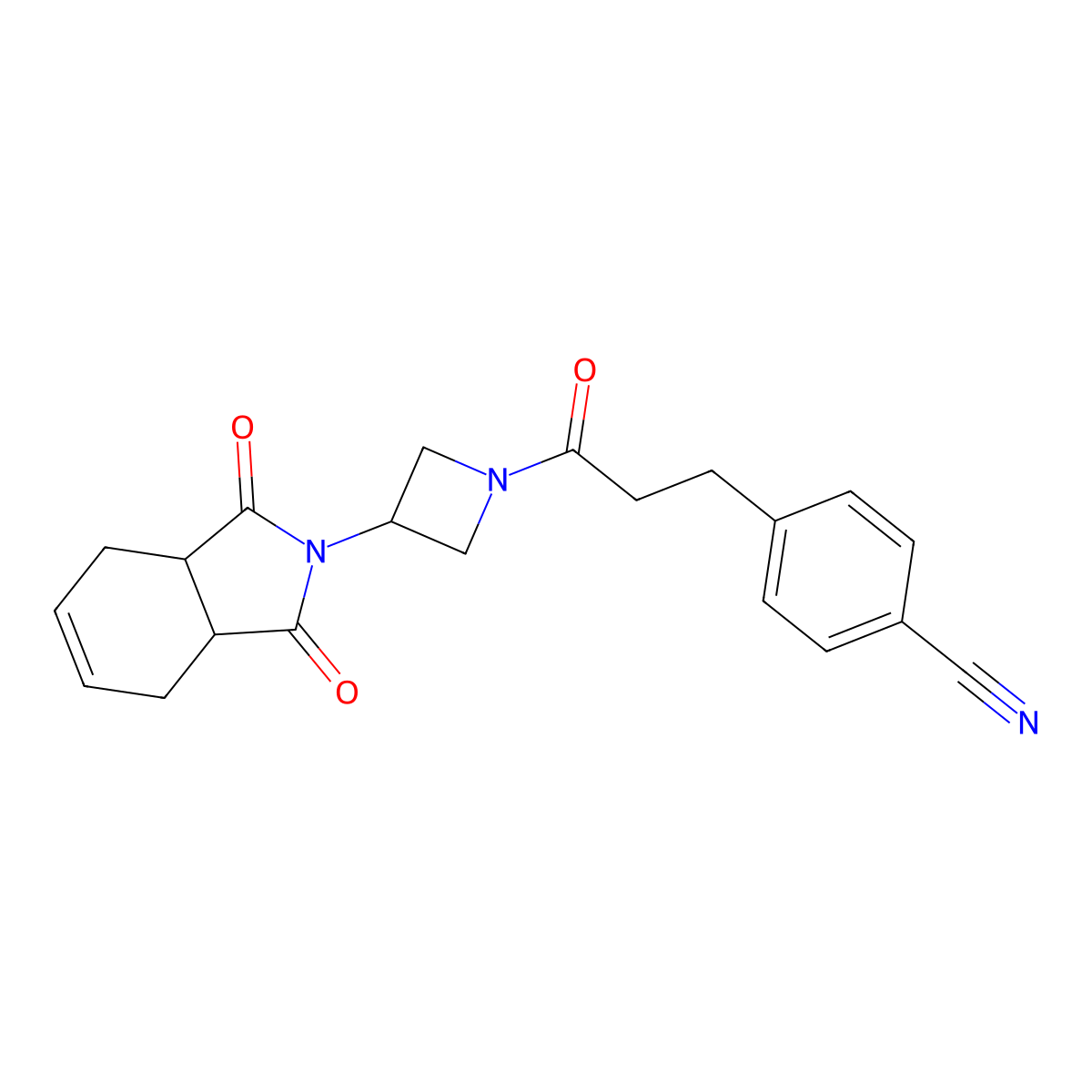 4-(3-(3-(1,3-dioxo-3a,4,7,7a-tetrahydro-1H-isoindol-2(3H)-yl)azetidin-1-yl)-3-oxopropyl)benzonitrile molecular structure, CAS 1903298-05-4
