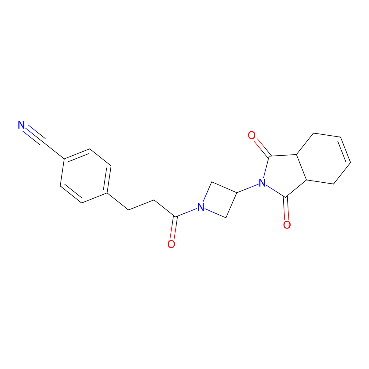4-(3-(3-(1,3-dioxo-3a,4,7,7a-tetrahydro-1H-isoindol-2(3H)-yl)azetidin-1-yl)-3-oxopropyl)benzonitrile molecular structure, CAS 1903298-05-4