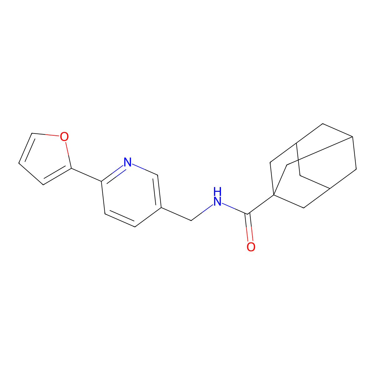 N-{[6-(furan-2-yl)pyridin-3-yl]methyl}adamantane-1-carboxamide molecular structure, CAS 1903298-81-6