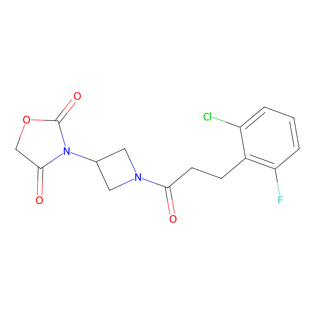 3-(1-(3-(2-Chloro-6-fluorophenyl)propanoyl)azetidin-3-yl)oxazolidine-2,4-dione molecular structure, CAS 1903299-21-7