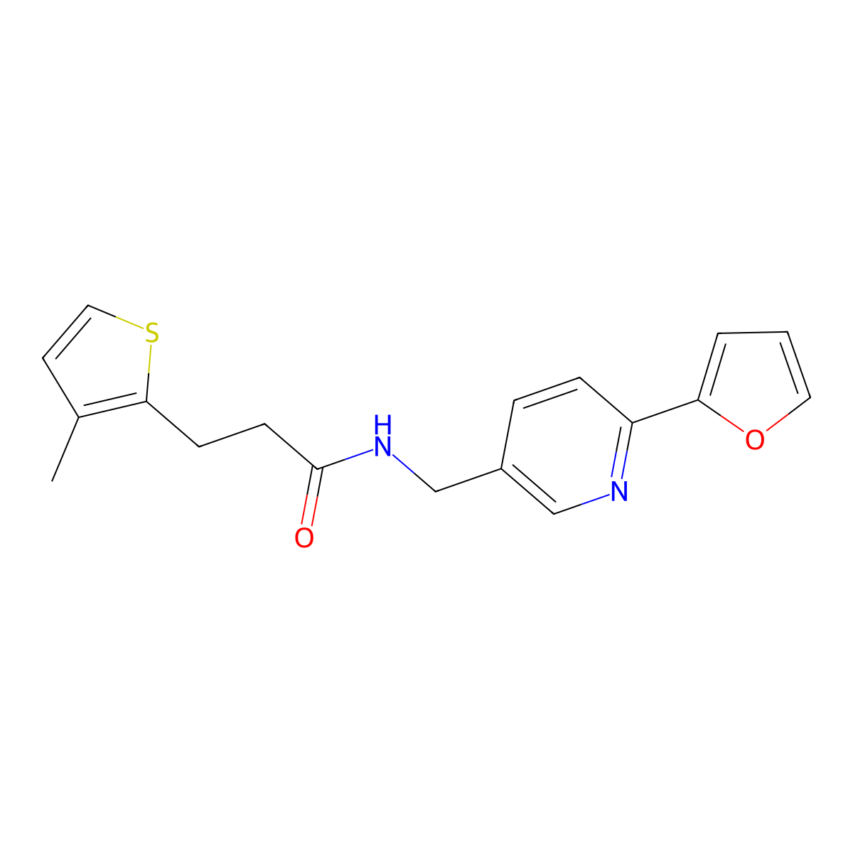 N-((6-(furan-2-yl)pyridin-3-yl)methyl)-3-(3-methylthiophen-2-yl)propanamide molecular structure, CAS 1903299-32-0