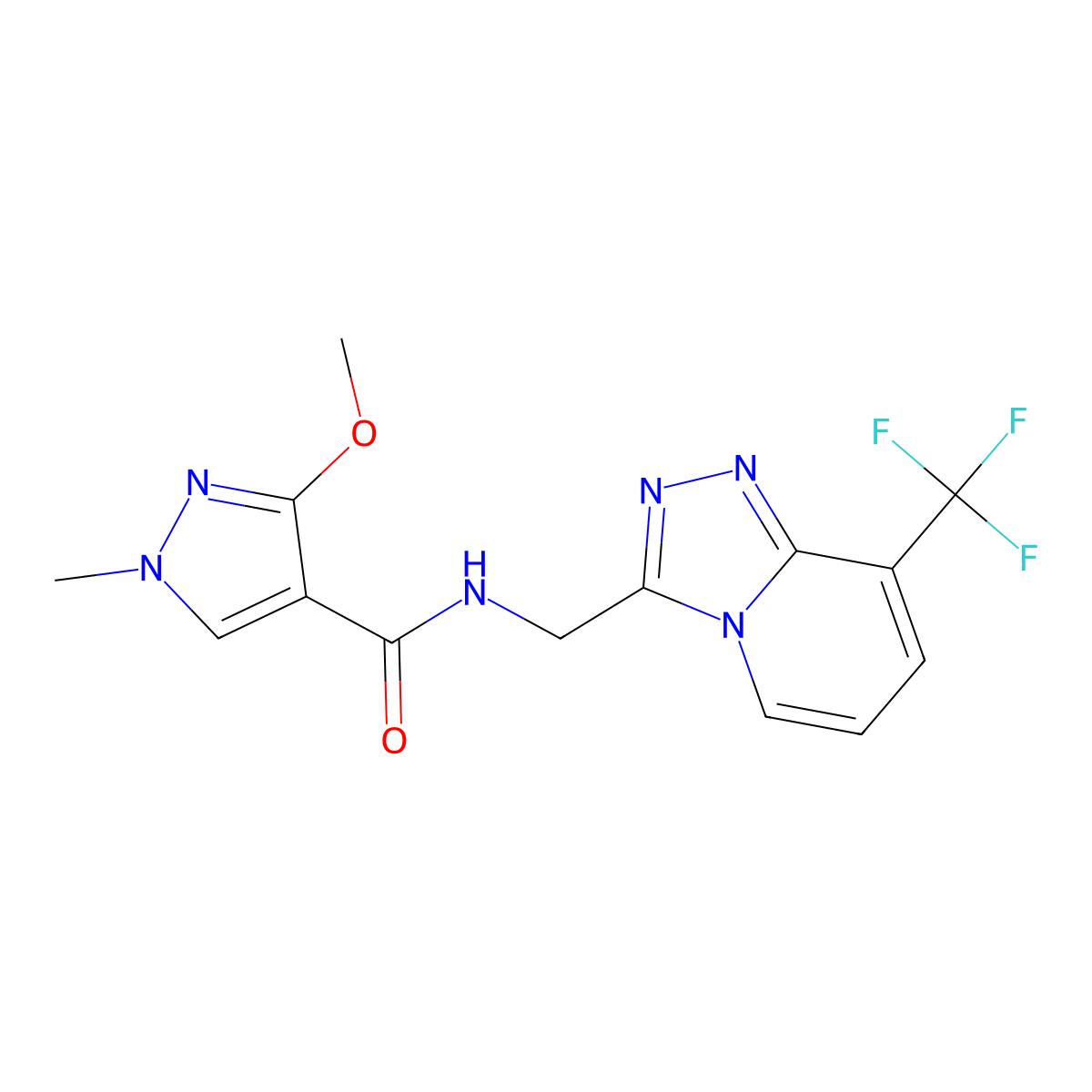 3-methoxy-1-methyl-N-{[8-(trifluoromethyl)-[1,2,4]triazolo[4,3-a]pyridin-3-yl]methyl}-1H-pyrazole-4-carboxamide molecular structure, CAS 1903303-01-4
