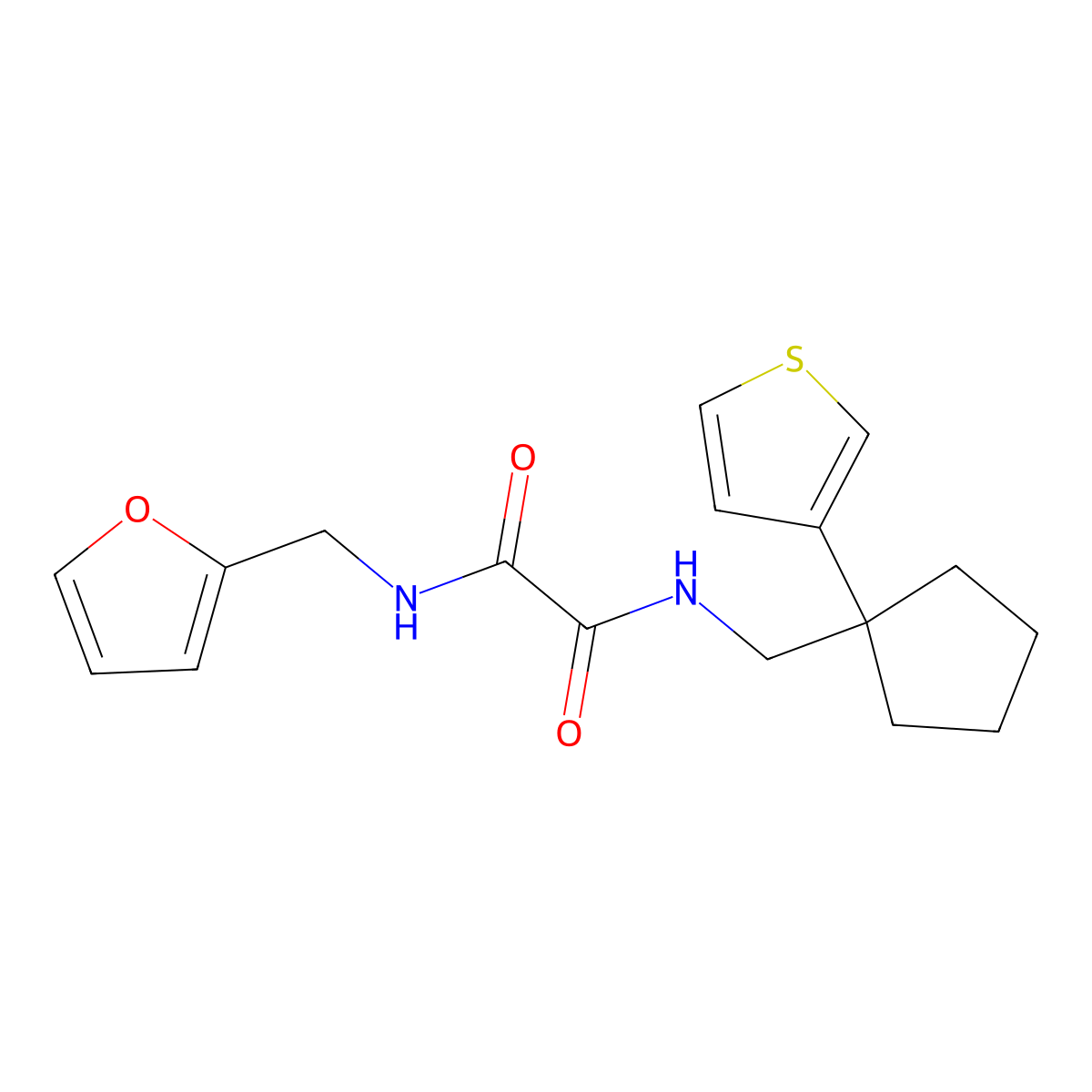 N1-(furan-2-ylmethyl)-N2-((1-(thiophen-3-yl)cyclopentyl)methyl)oxalamide molecular structure, CAS 1903303-38-7